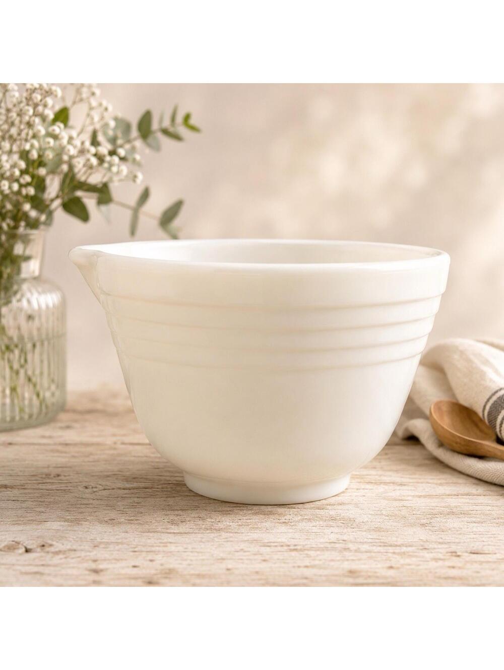 Hamilton Beach 1950s Milk Glass Stand Mixer Mixing Bowl With Spout, 7x4.5”